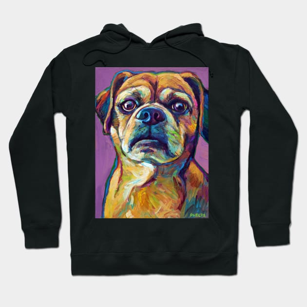 Fun Puggle Pup on Lavender Hoodie by RobertPhelpsArt